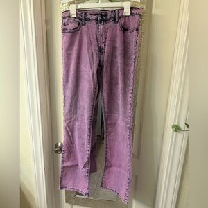 Pink acid wash jeans
